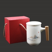 Personal Ceramic Tea Cup Three-piece Set Household Tea Set Office Tea Artifact High-end Internet Celebrity Gift Box Set