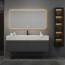 Light luxury rock board bathroom cabinet combined with wall wash basin wash basin solid wood washstand bathroom smart mirror cabinet