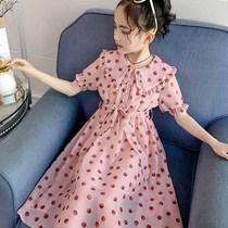 Korean Girls dress 2021 summer dress girls Korean version Polka dot dress Western style princess dress Childrens Chiffon skirt