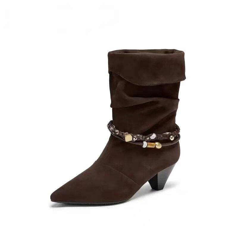 Same Style as in the Mall 2026 Winter Retro Western Boots Cowboy Boots Slouch Boots Fashion Boots Short Boots Women's Boots 9S004Ds6