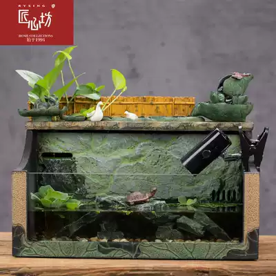 Ingenuity running water turtle tank with sun table ornaments Ecological landscaping Water and land tank Large turtle villa decorations