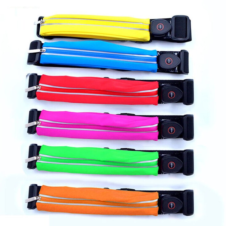 Outdoor pocket charging LED lights glowing night running sports waterproof zipper strength for men and women fitness mobile phone wallet