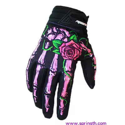 New bone gloves pink women's touch screen riding locomotive gloves bicycle gloves off-road locomotive gloves