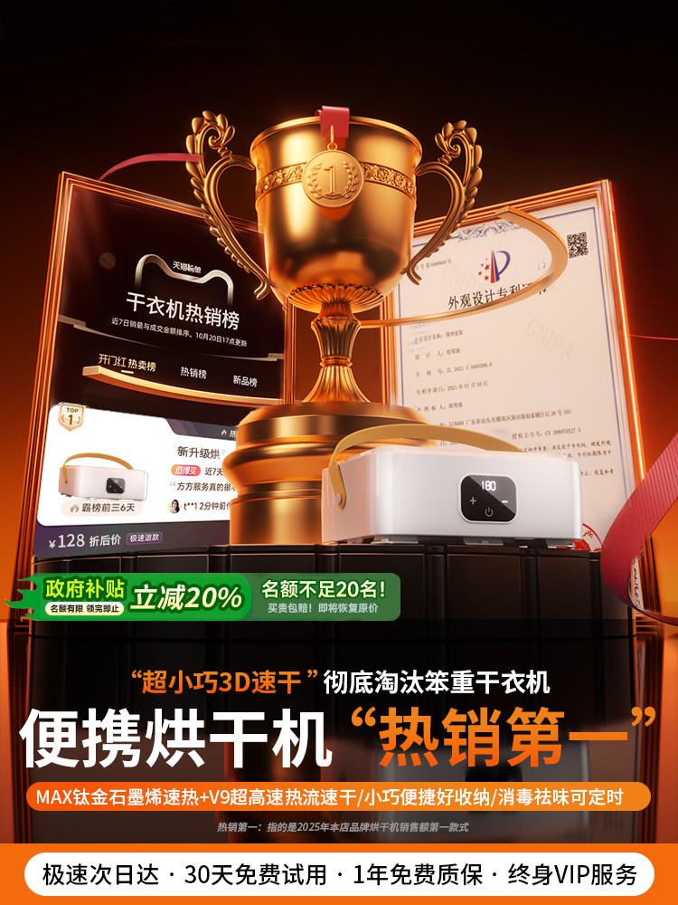 German 2025 New Model Dryer for Home Use, Small Clothes Dryer, Portable for Travel and Dormitory, Foldable