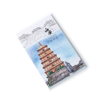 A hand-painted tourist souvenir Xi'an postcard Huashan Goose Tabernacle Famen Temple Gu Guodu Chang Ancard