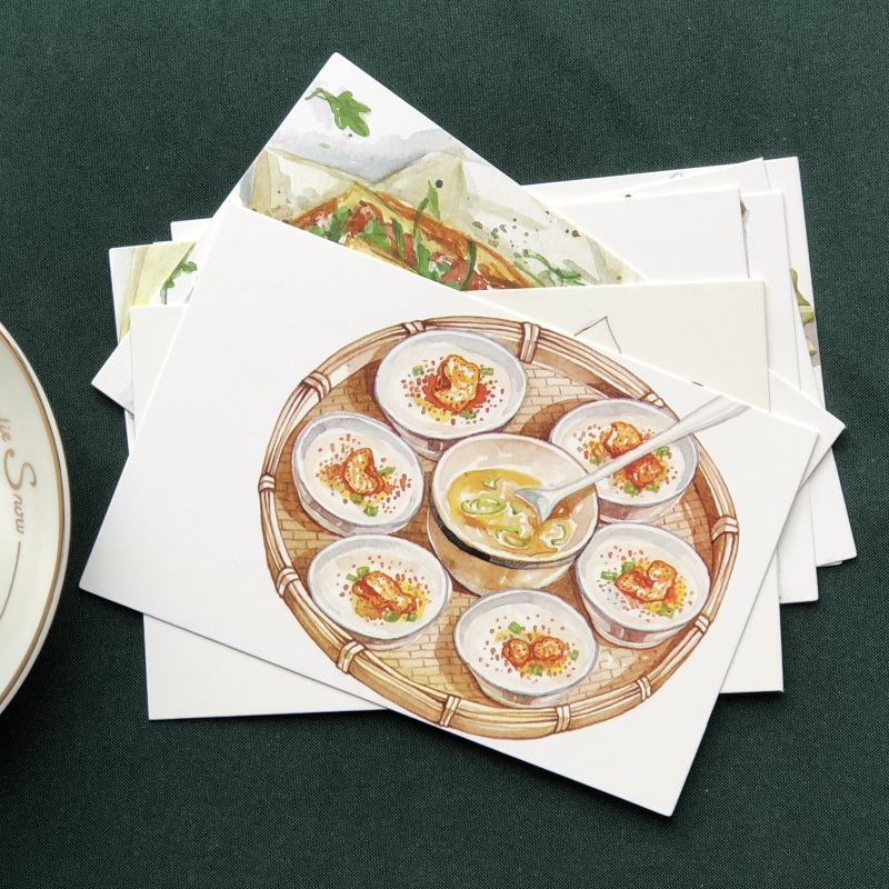 30 boxes of creative hand - drawn cuisine postcard Chinese style 24 - solar delicious card