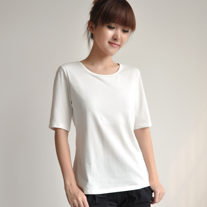 Bra-Free Innerwear, Five-Quarter Sleeve Short-Sleeve Top, Base Layer Shirt for Women, Inner Wear with Sleeve Pads, T-Shirt for Outer Wear