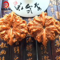 Wenwen walnut carving gold Chan fortune carving hand plate playing walnut walnut ornaments four-sided beast Wang Yong official hat