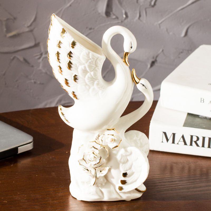 European ceramic decoration modern home sitting room adornment small ornament of white swan furnishing articles