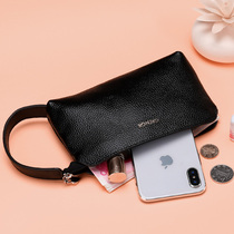Real Leather Lady Handbag cell phone Baotou layer Bull Leather Hand Wristband Hand Grip Bag can put cosmetics bank card