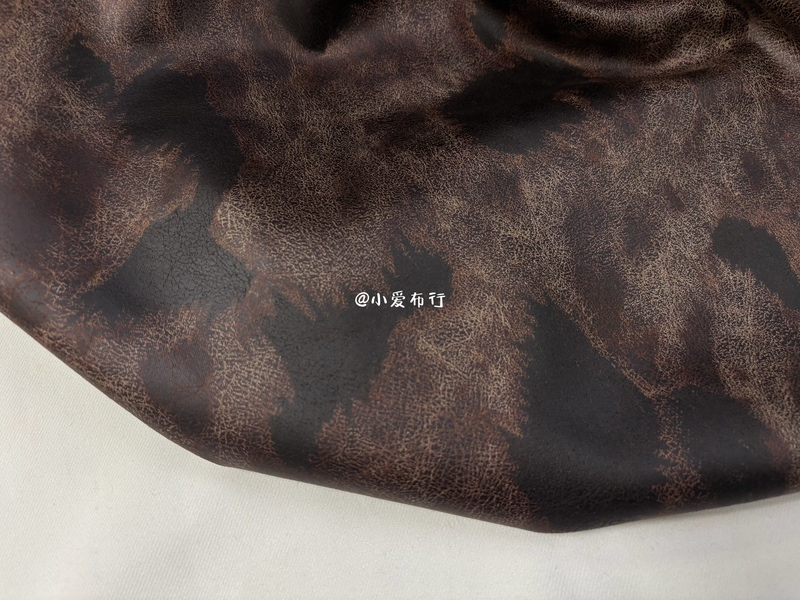 Soft and Drapey Vintage Deep Brown Mottled Tie-Dye Suede Imitation Leather Fabric for Jackets and Trench Coats