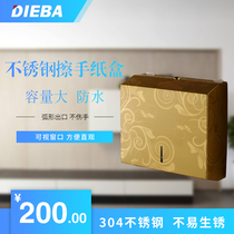 DIEBA electric treasure stainless steel titanium gold motorcycle wheel pattern square paper tissue box bathroom stainless steel paper box hand paper box