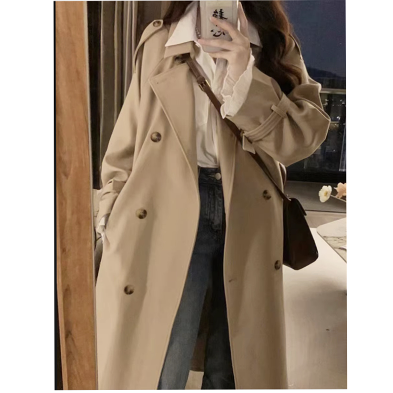 High sub lengthened version windcoat jacket woman to ankle spring and autumn new extra-long models 175 Inn ethos great coat-Taobao