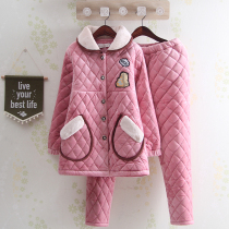 Thickened Crystal velvet winter cotton warm loose size ladies winter pajamas pregnant women moon clothes home clothing set