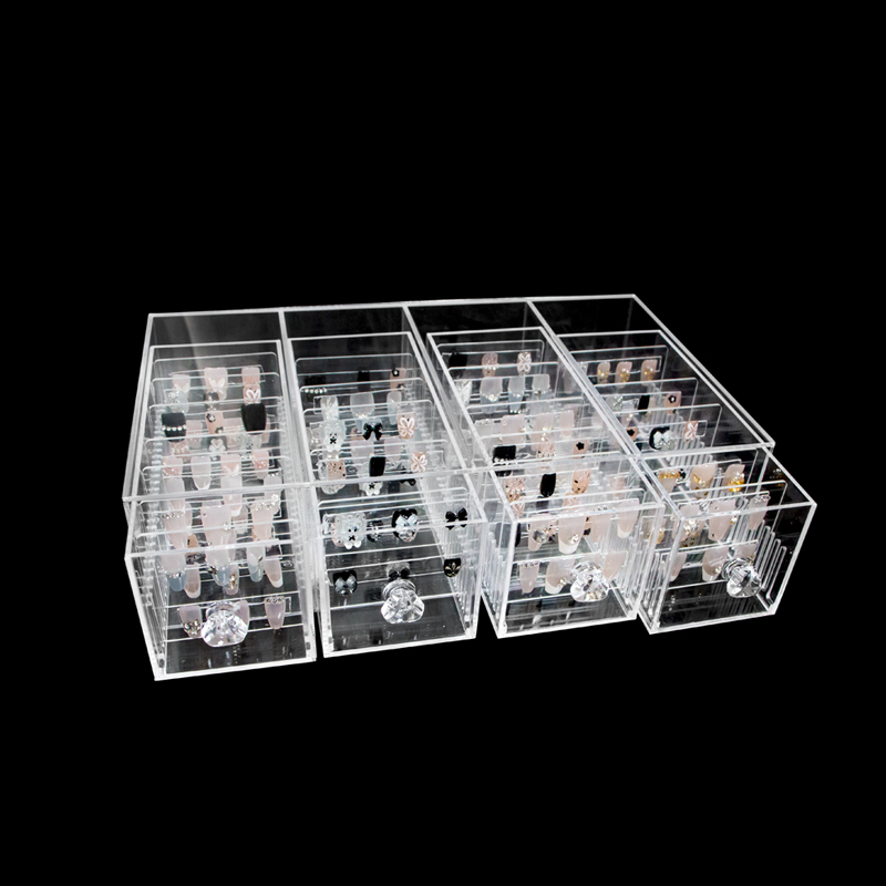 Nail Art Display, Nail Salon, Nail Stickers, Stationery Tape, Dust-Proof Desktop Pull-Out Box, Compact Nail Piece Packaging