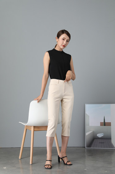 2023 spring and summer Korean version of the new slim and thin casual small straight cropped pants 9-point trousers plus size pants