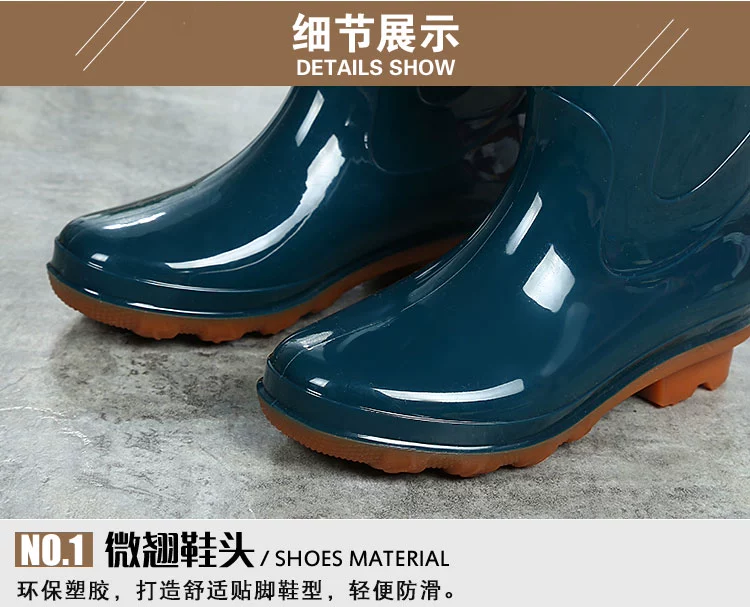 Kéo trở lại giày đi mưa nam và nữ cộng với giày nước nhung trong ống đi mưa ống cộng với giày nước ấm bằng vải cotton cao su dành cho người lớn
