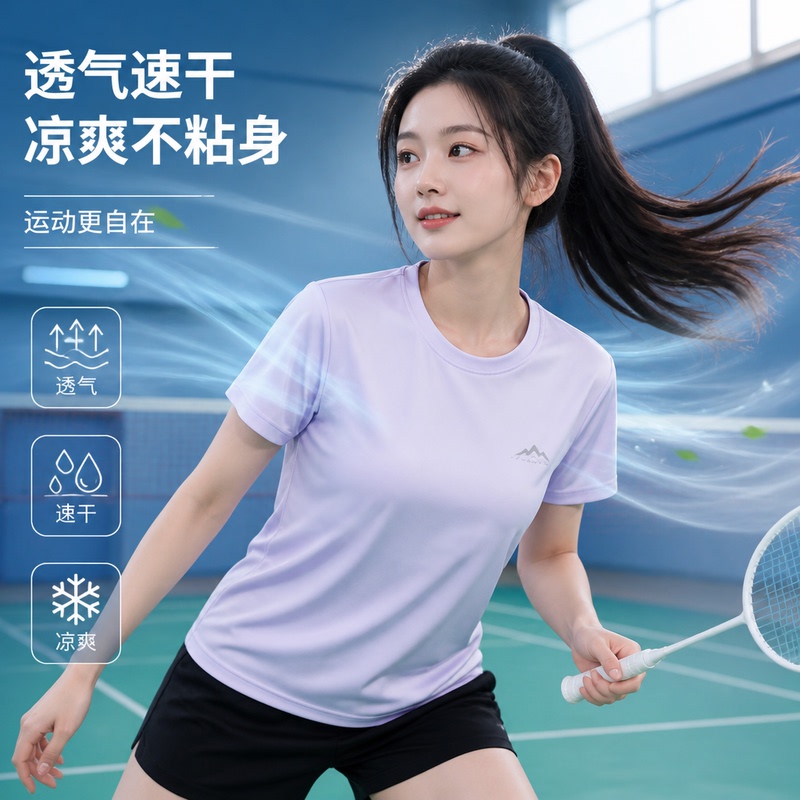 2026 Summer Women's Ice Silk Short-Sleeved T-Shirt Quick-Drying Loose Sports Top 2026 Summer Women's Ice Silk Short-Sleeved T-Shirt Quick-Drying Loose Sports Top