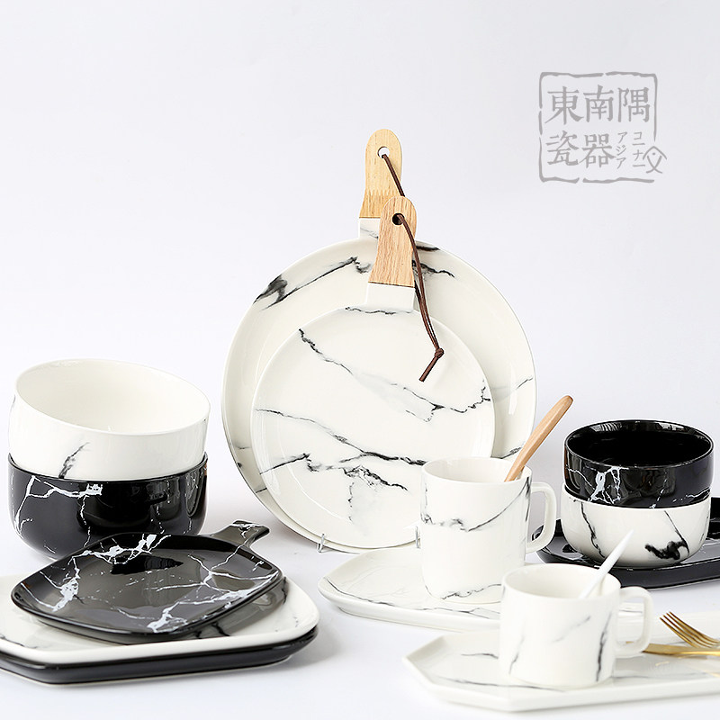 Creative Nordic Marble Ceramic Tableware Western Dining Disk Sushi Disk