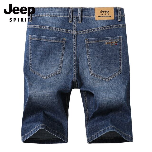 JEEP denim shorts men's summer thin loose 2023 new elastic casual pants five-points large size men's medium pants