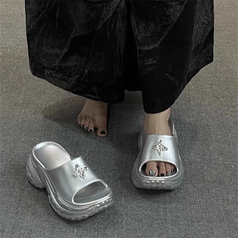Super Popular Height-Increasing 9cm Thick-Soled Slippers for Women, Summer Outdoor Wear, Arch Support, Soft Sole, Non-Slip, 2025 New Model Slide Sandals