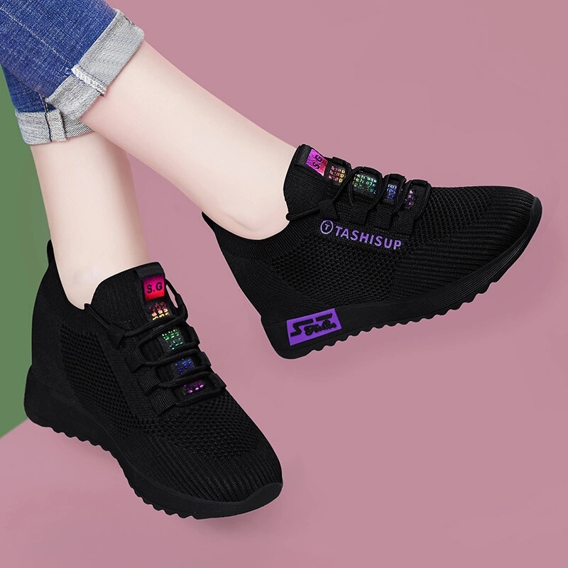 Women's Shoes with Internal Height Increase, Spring/Summer 2022 New Versatile Casual Travel Shoes, Women's Spring Fleece-Lined Lightweight Thick-Soled Sneakers