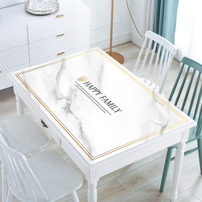 Nordic table mat tea table mat table cloth waterproof anti-oil washable marble printed pvc soft glass anti-burn
