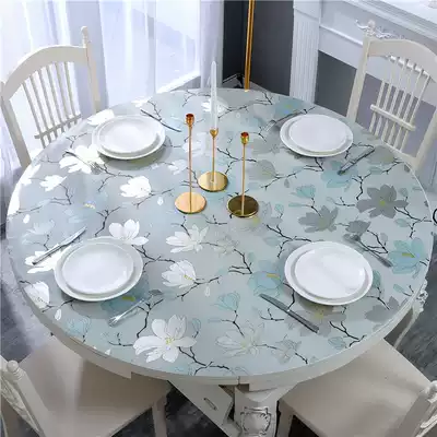 Round table tablecloth Waterproof and oil-proof Leave-in PVC tablecloth Transparent soft plastic glass anti-scalding round table mat Household