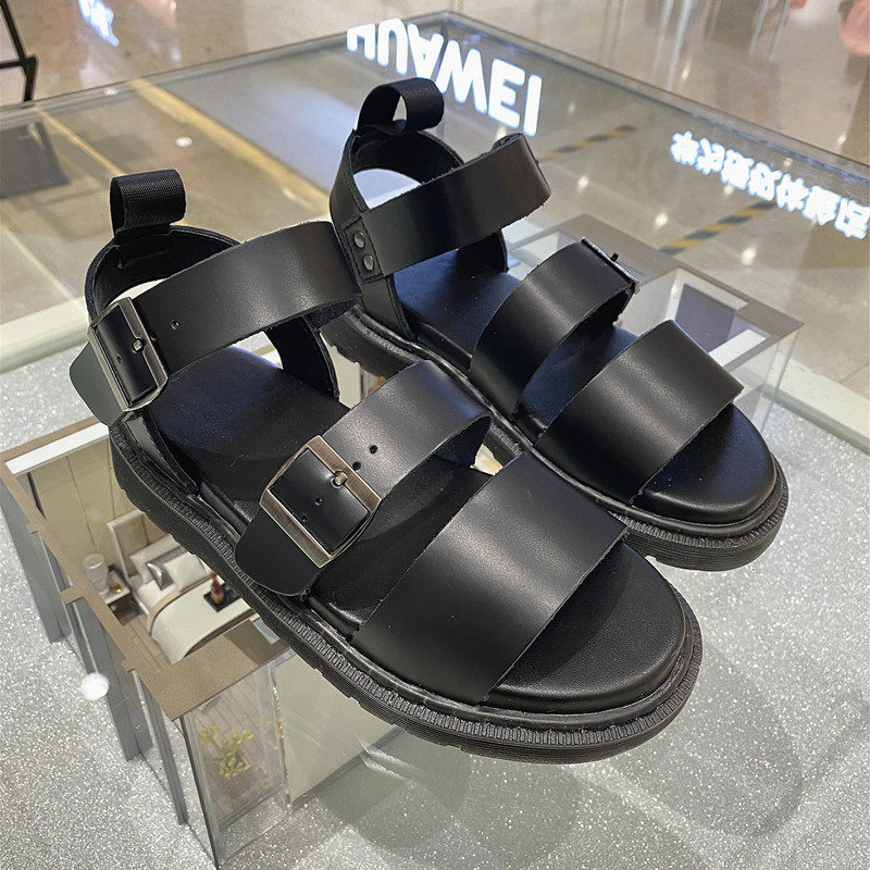 2020 summer new thick-soled Martin sandals Korean version of Harajuku female all-match student couple Roman sandals ins tide - Taobao