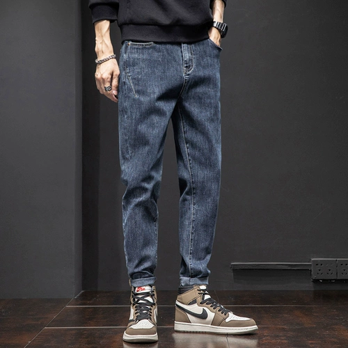 Демисезонные джинсы, мужские зимние штаны, свободный прямой крой, оверсайз