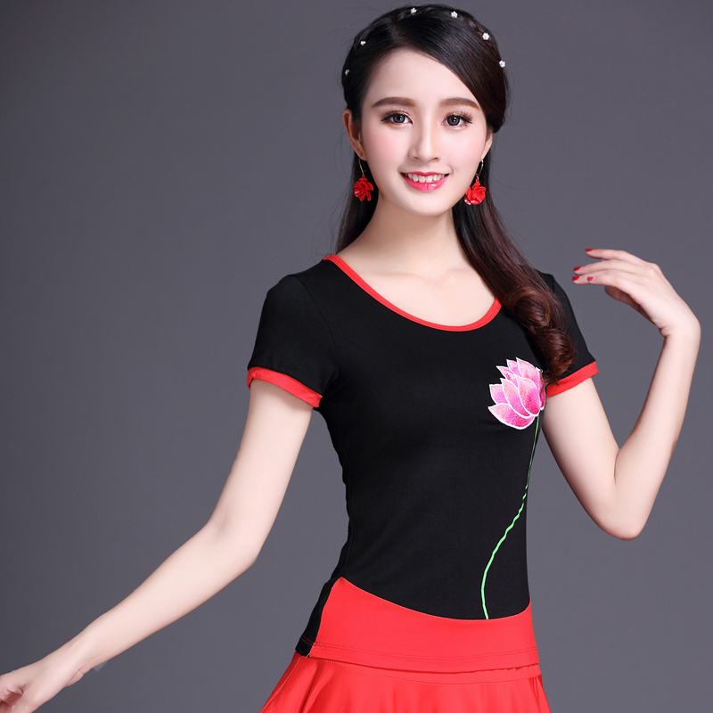 Mùa hè mới phong cách Trung Quốc gió quốc gia phụ nữ thêu áo sơ mi tay ngắn tay thêu nữ kích thước lớn áo cotton đáy áo polo nữ uniqlo