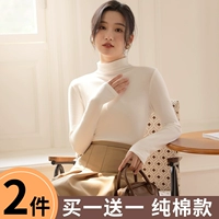 Хлопковая белая приятная телу осенняя демисезонная наклейка, лонгслив, высокий воротник, облегающий крой, изысканный стиль