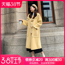 Horn buckle Mao jacket woman mid-autumn winter clothing student small sub-college wind easing thickening of the sub-coat of clothes