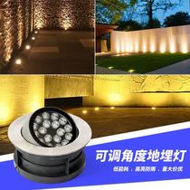 Embedded adjustable angle underground light led outdoor waterproof 60 degree polarized crooked head cows eye square step light