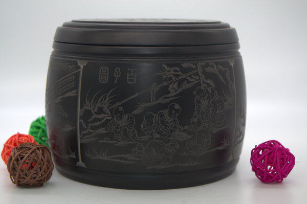 沈世南制苏州南盆百子图雕刻蟋蟀盆：虫友圈里的艺术品收藏！-蟋蟀-淘宝