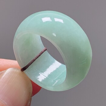 Burmese natural jade a grade finger ring jade ring ice smooth light green jade ring finger ring jade ring