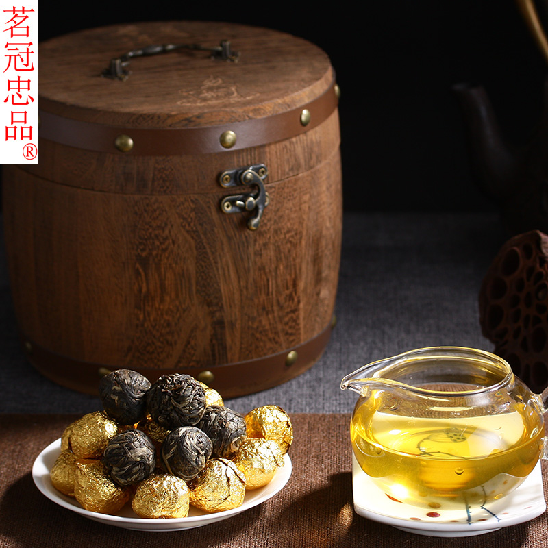 Pure material ancient tree dragon bead small golden stoopy balsamic bamboo green ancient tree tea group scenohol taste slip and refreshing 500 gr barrels