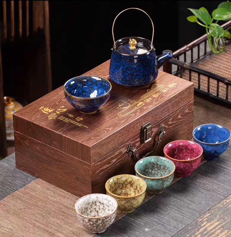 Creative Kiln-Fired Ceramic Kung Fu Tea Set with Handle Teapot, Tea Cups, Five Elements Cups, Tasting Cups, Master Cup, Single Cup, High-End Gift Box Creative Kiln-Fired Ceramic Kung Fu Tea Set with Handle Teapot, Tea Cups, Five Elements Cups, Tasting Cups, Master Cup, Single Cup, High-End Gift Box