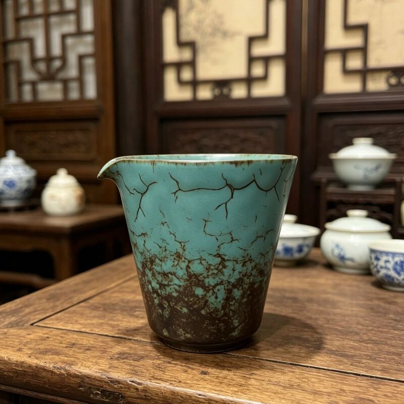 Home-Use Turquoise Tea Set, Kung Fu Tea Ware, Kiln-Fired Ceramic Tea Tools, Vintage Fairing Cup, Sharing Cup, Fairing Accessories