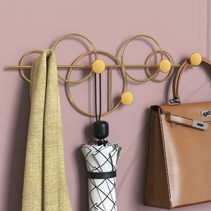 Clothes hook porch door wall hook coat hat household hook hole-free wall-mounted light luxury modern clothes rack