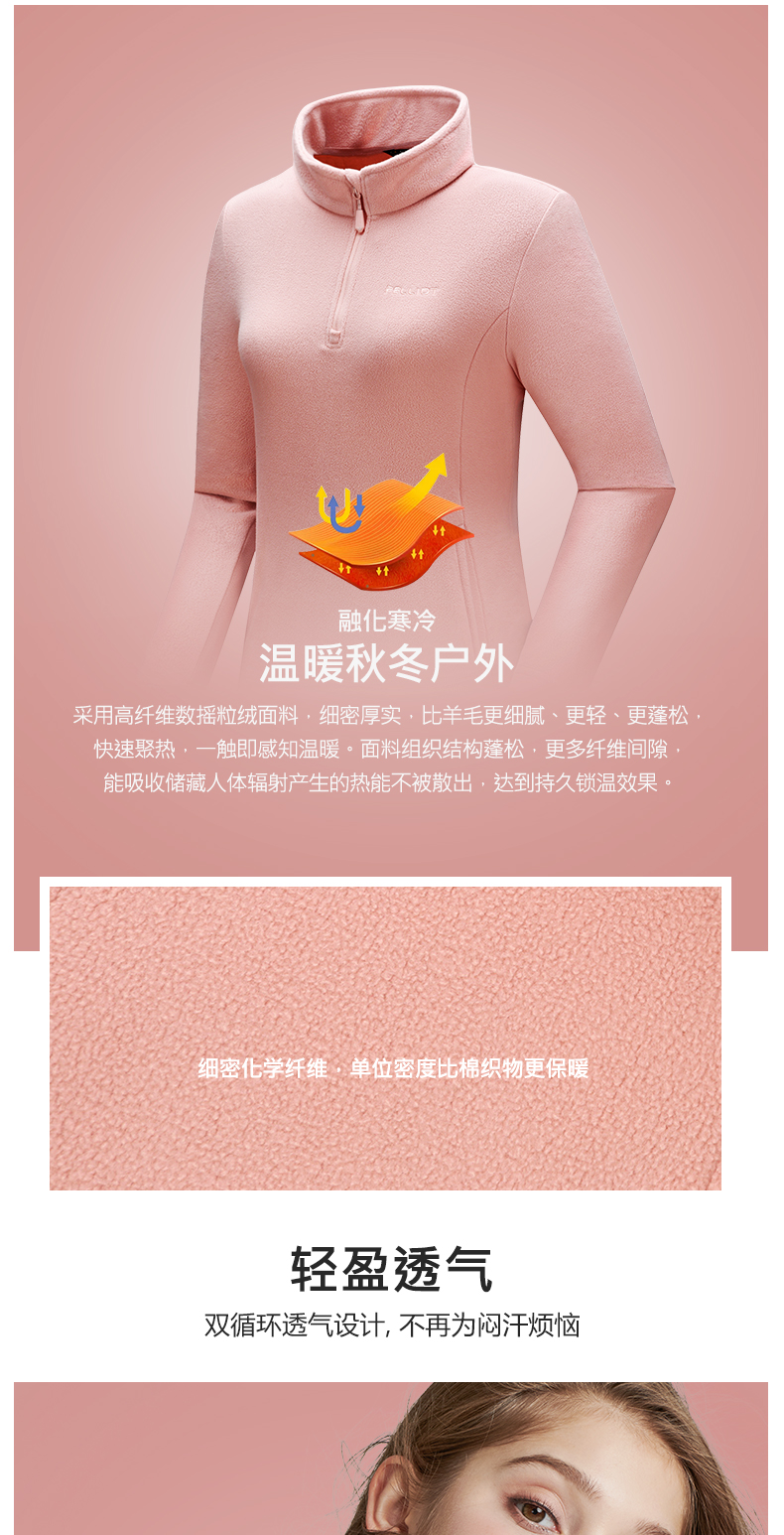 伯希和 WORMLOCK恒温科技 男女摇粒绒抓绒衣 图3