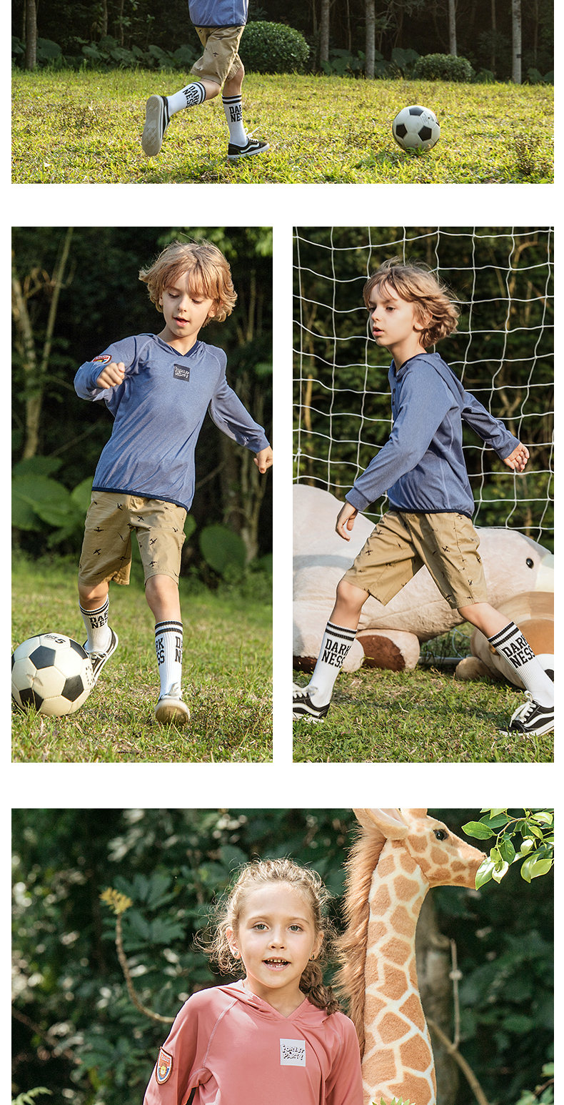 Pháp Pelliot và thể thao ngoài trời trẻ em t-shirt chàng trai mới và cô gái trùm đầu thở ẩm hấp thụ nhanh chóng làm khô thời trang dài tay áo áo ba lỗ adidas nam