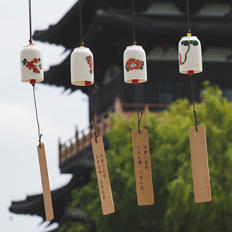 Japanese-style ceramic wind chimes pendant car small pendant garden decoration literature and art small fresh birthday gift can be customized