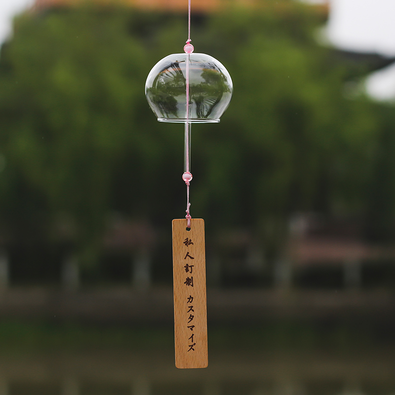 Japanese-style Japanese text wind chimes handmade glass and wind gift pendant Japanese small ornaments creative bedroom ornaments