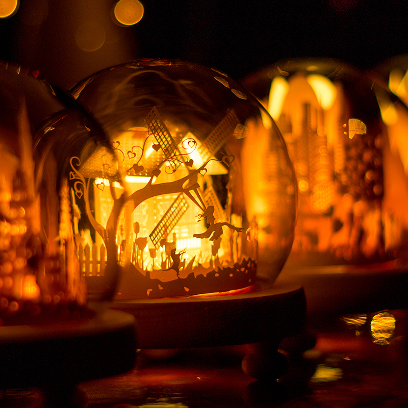 Handmade 3D stereo photocopying paper sculpted light diy material bag finished Christmas small prince bedroom girl living-room LED light