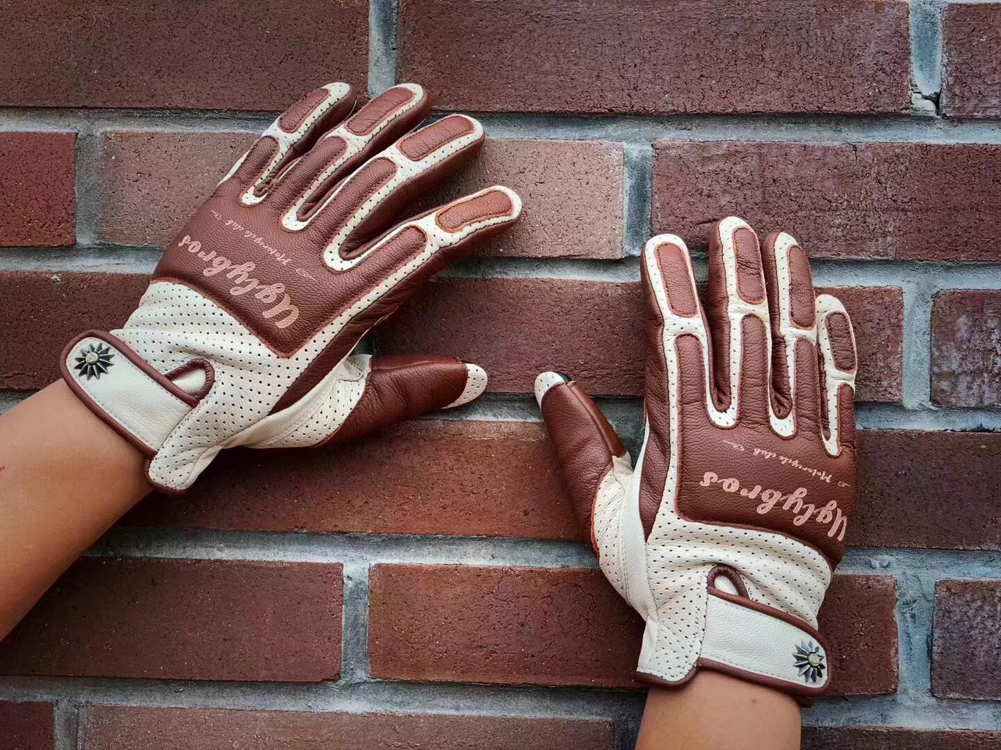 Autumn Harley Indian Triumph Latte Vespa Motorcycle Touch Screen Buckskin Full Finger Retro Gloves