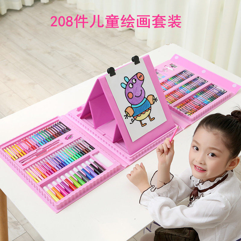 208pcs Watercolor pen with drawing board set Children's drawing set Crayon color pencil Children's drawing tools