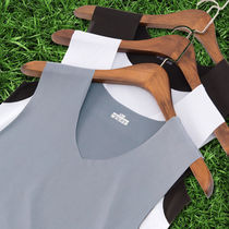 Ice silk vest summer mens short-sleeved outerwear sleeveless T-shirt wide shoulders bottoming seamless vest solid color V-neck T-shirt