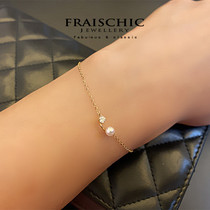 Twin Japanese seawater pearl akoya natural diamond bracelet 18K gold bracelet special does not participate
