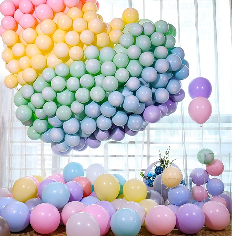 Children's eco-friendly non-toxic balloon candy color style party thickened macaron explosion-proof decoration room stall
